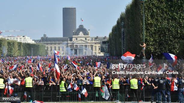 General view of the Fan Zone during the World Cup Final, France against Croatia, at the Champs de Mars on July 15, 2018 in Paris, France.