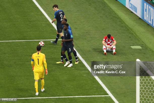 Ivan Perisic of Croatia sits dejected during the 2018 FIFA World Cup Final between France and Croatia at Luzhniki Stadium on July 15, 2018 in Moscow,...