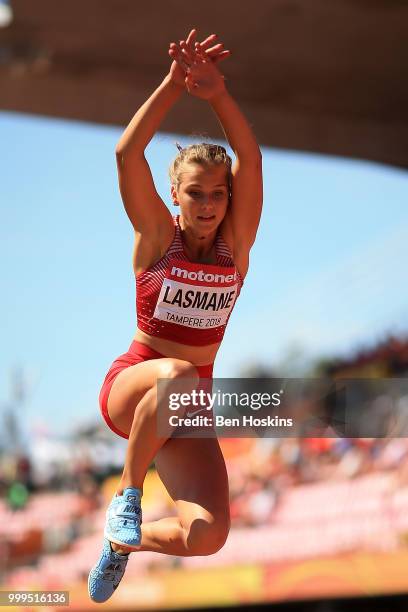 Ruta Kate Lasmane of Latvia in action during the final of the women's triple jump on day six of The IAAF World U20 Championships on July 15, 2018 in...