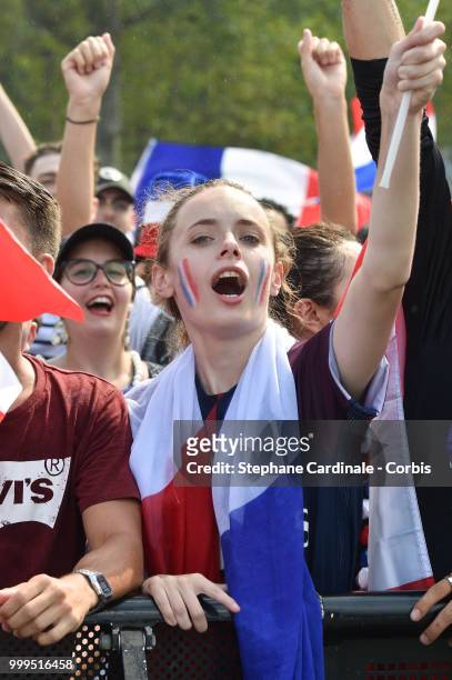 Ambiance at the Fan Zone during the World Cup Final France against Croatie, at the Champs de Mars on July 15, 2018 in Paris, France.
