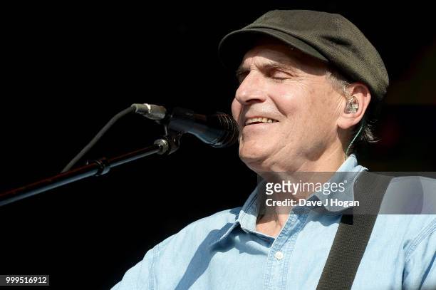 James Taylor performs on stage as Barclaycard present British Summer Time Hyde Park at Hyde Park on July 15, 2018 in London, England.