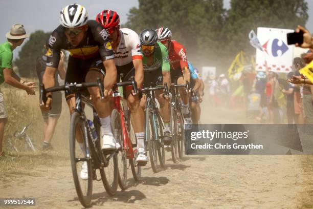 Peter Sagan of Slovakia and Team Bora Hansgrohe Green Sprint Jersey / Mons-En-Pévèle Cobbles Sector 8 / Pave / during the 105th Tour de France 2018,...