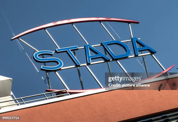Plate with the Stada company logo is visible on the top of the roof of the headquarter of drugmaker Stada in Bad Vilbel, Germany, 29 August 2017. The...