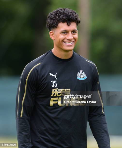 Josef Yarney during the Newcastle United Training session at Carton House on July 15 in Kildare, Ireland.