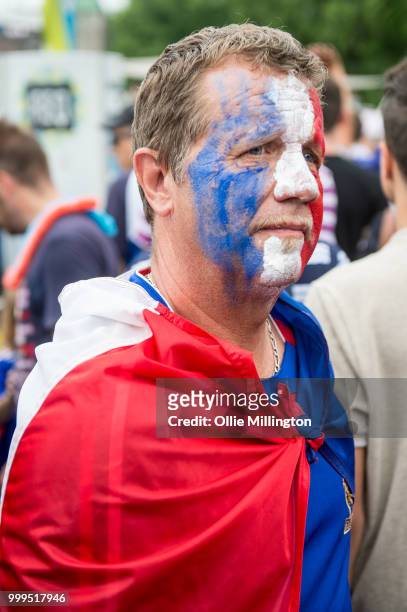 French Canadian football fans watching the 2018 football World Cup final outside the Quebec Parliment building on day 11 of the 51st Festival d'ete...