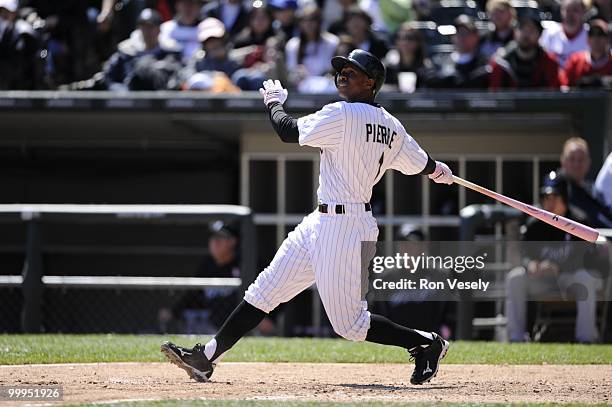 Juan Pierre of the Chicago White Sox bats against the Toronto Blue Jays on May 9, 2010 at U.S. Cellular Field in Chicago, Illinois. The Blue Jays...