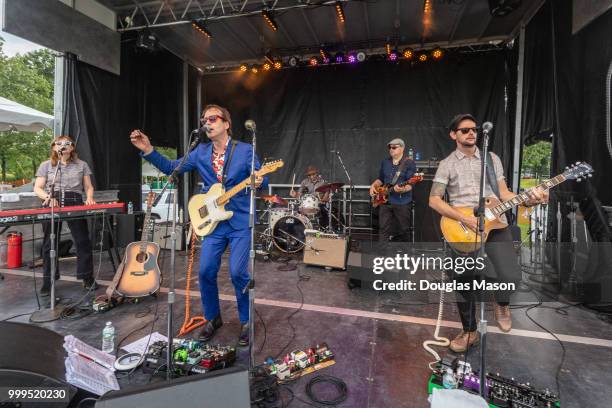 Chuck Prophet & The Mission Express performs during the Green River Festival 2018 at Greenfield Community Collage on July 14, 2018 in Greenfield,...