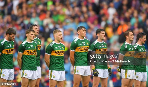 Dublin , Ireland - 15 July 2018; Kerry players stand for Amhrán na bhFiann before the GAA Football All-Ireland Senior Championship Quarter-Final...