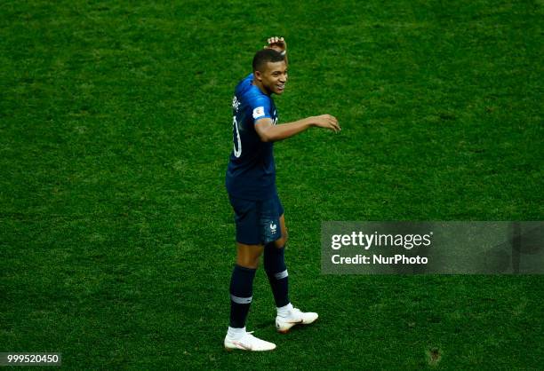 France v Croatia - FIFA World Cup Russia 2018 Final Kylian Mbappe celebrates with Paul Pogba at Luzhniki Stadium in Russia on July 15, 2018.