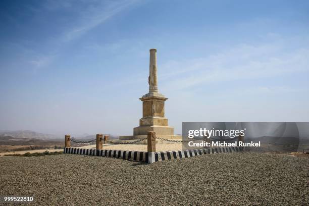 monument to the first defeat of the white people in eritrea, along the road from massawa to asmarra, eritrea - asmara stock pictures, royalty-free photos & images