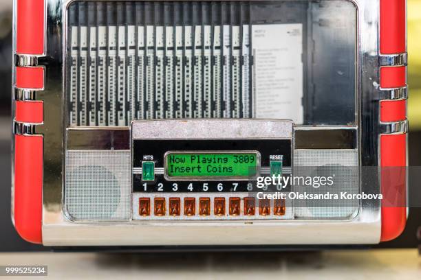 vintage jukebox at a drive-in restaurant. - 50s diner stock pictures, royalty-free photos & images