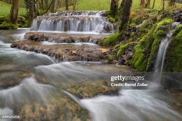 tufa formations, stream in the swabian jura biosphere reserve, baden-wuerttemberg, germany - calcification stock pictures, royalty-free photos & images