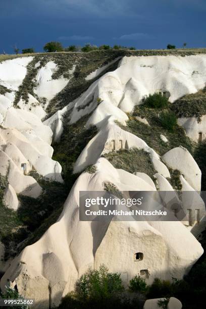 tufa formations, pigeon valley, guevercinlik, nevsehir province, cappadocia, turkey - göreme-historical-national-park stock pictures, royalty-free photos & images