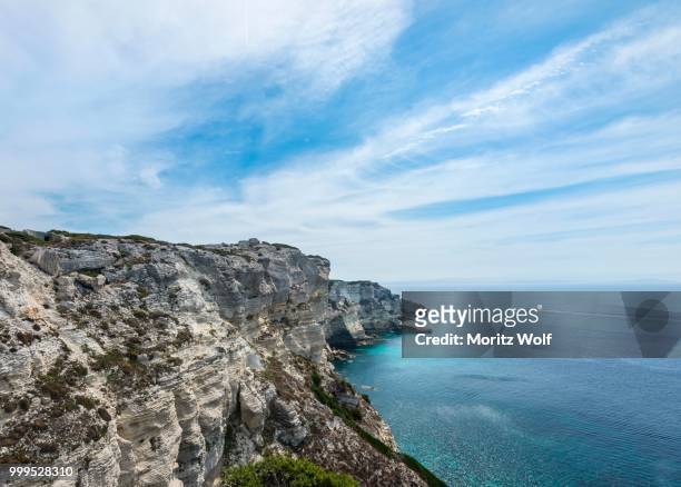 chalk cliffs, bonifacio, corsica, france - corse du sud stockfoto's en -beelden
