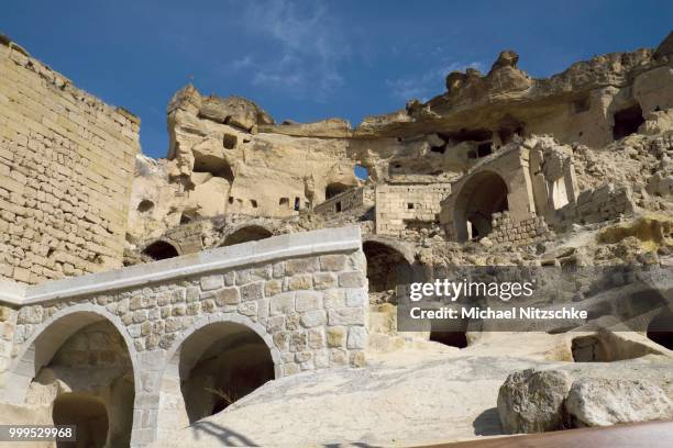 ruins of the baptist church, cavusin, nevsehir province, cappadocia, turkey - nevşehir province stock-fotos und bilder