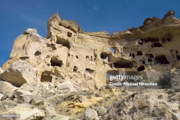 ruins of the baptist church, cavusin, nevsehir province, cappadocia, turkey - nevşehir province stock-fotos und bilder
