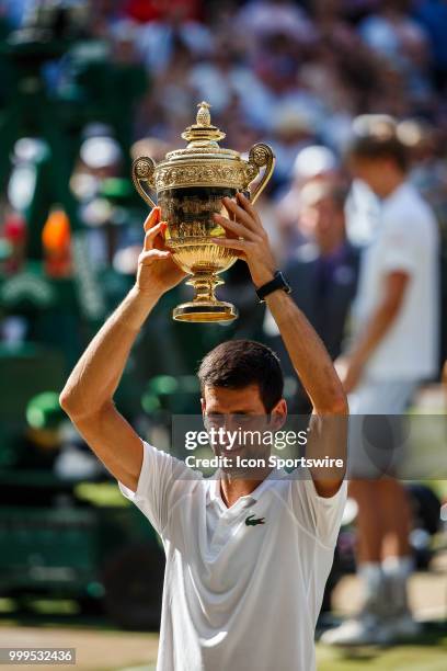 During day thirteen match of the 2018 Wimbledon on July 15 at All England Lawn Tennis and Croquet Club in London,England.