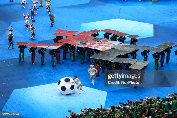 Opening ceremony during the 2018 FIFA World Cup Russia Final between France and Croatia at Luzhniki Stadium on July 15, 2018 in Moscow, Russia.