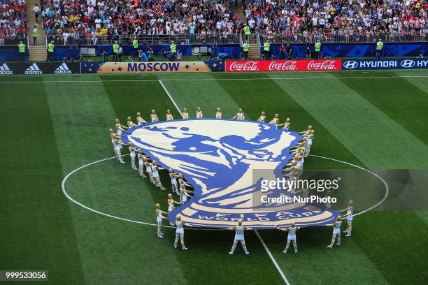 Opening ceremony during the 2018 FIFA World Cup Russia Final between France and Croatia at Luzhniki Stadium on July 15, 2018 in Moscow, Russia.
