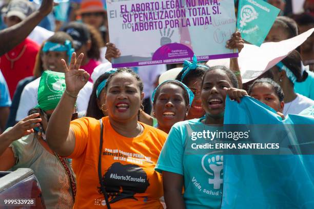 Women take part in a march for the decriminalization of abortion in three circumstances -when the life of the pregnant woman is in danger, when the...