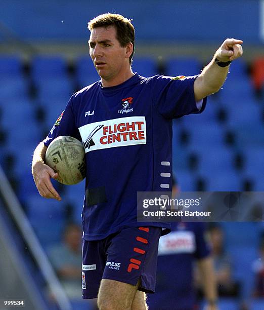 Knights coach Michael Hagan during the Newcastle Knights training session in preparation for the NRL Grand Final against the Parramatta Eels....