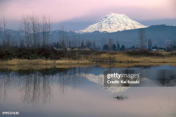 sunset view from orting, washington - kei stock-fotos und bilder