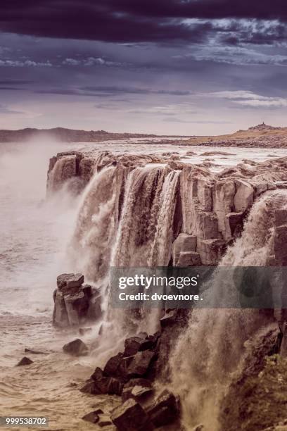 dettifoss waterfall in iceland - dettifoss waterfall stock pictures, royalty-free photos & images