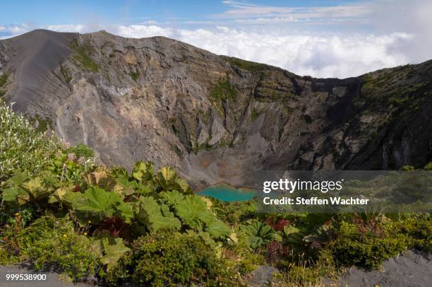 main crater of the irazu volcano with crater lake, irazu volcano national park, province of cartago, costa rica - cartago province stock pictures, royalty-free photos & images