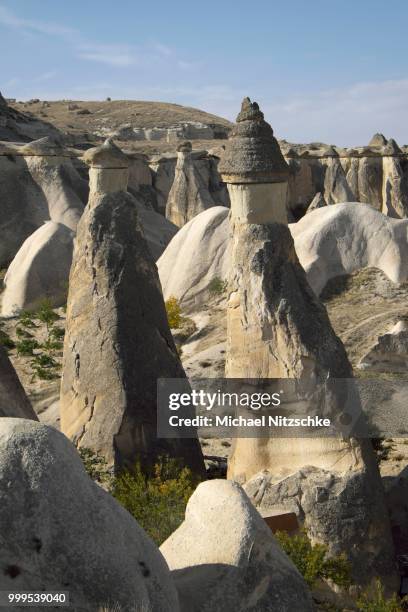 tufa formations, monks valley, pasabagi, nevsehir province, cappadocia, turkey - tuff stock pictures, royalty-free photos & images