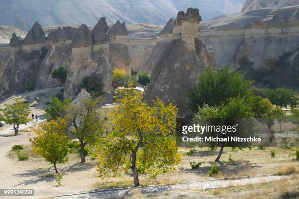 tufa formations, monks valley, pasabagi, nevsehir province, cappadocia, turkey - tufa stock pictures, royalty-free photos & images