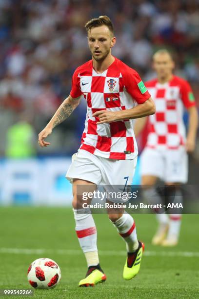 Ivan Rakitic of Croatia in action during the 2018 FIFA World Cup Russia Final between France and Croatia at Luzhniki Stadium on July 15, 2018 in...