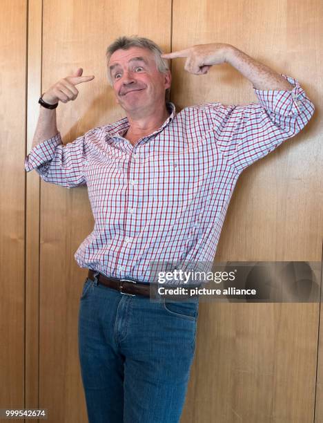 Ryanair CEO Michael O'Leary posing ahead of a press conference on Air Berlin's bankruptcy and potential future in Berlin, Germany, 30 August 2017....