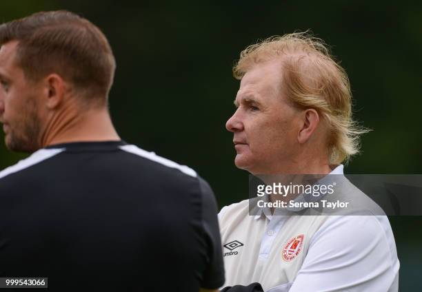 St.Patricks Head Coach Liam Buckley and Coach Ger O'Brien during the Newcastle United Training session at Carton House on July 15 in Kildare, Ireland.