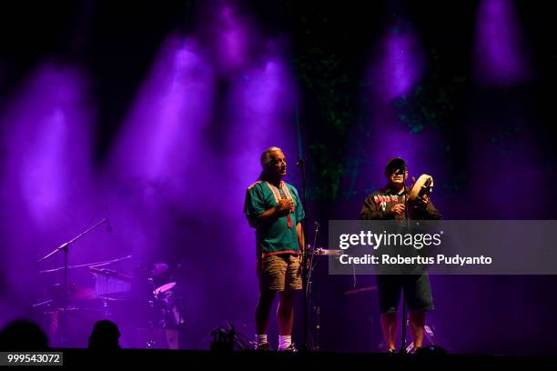 Kevin Locke of USA performs during the 21st Rainforest World Music Festival 2018 at Sarawak Cultural Village on July 15, 2018 in Kuching, Sarawak,...