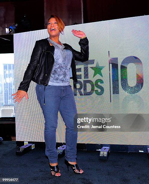 Rapper and media personality Queen Latifah, also known as Dana Owens, announces the host, nominees and performers for the 10th Annual BET Awards at...