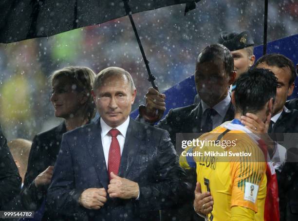 Russian President Vladimir Putin attends the 2018 FIFA World cup final awarding ceremony at Luzhniki Stadium on July 15, 2018 in Moscow, Russia....