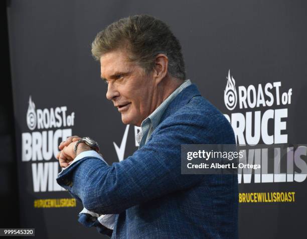 Actor David Hasselhoff arrives for the Comedy Central Roast Of Bruce Willis held at Hollywood Palladium on July 14, 2018 in Los Angeles, California.