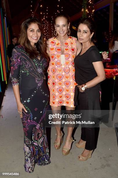 Mrinalini Kumari, Lisa Fields Lewis, and Kashmi Kumari attend the Parrish Art Museum Midsummer Party 2018 at Parrish Art Museum on July 14, 2018 in...