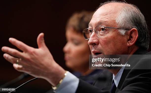 Secretary of the Interior Ken Salazar and Enviornmental Protection Agency Administrator Lisa Jackson testify about the government response to the oil...