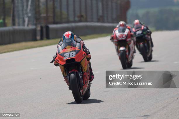 Bradley Smith of Great Britain and Red Bull KTM Factory Racing leads the field during the MotoGP race during the MotoGp of Germany - Race at...