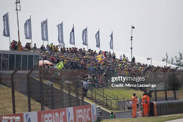 Fans look on during the MotoGP race during the MotoGp of Germany - Race at Sachsenring Circuit on July 15, 2018 in Hohenstein-Ernstthal, Germany.