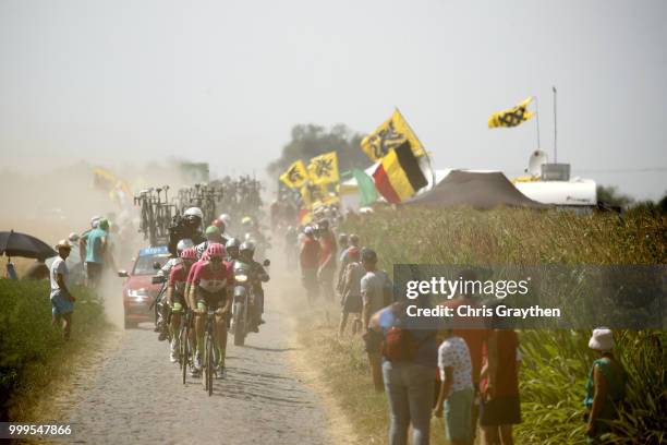 Team EF Education First - Drapac P/B Cannondale of The United States / Bourghelles À Wannehain Cobbles Sector 3 / Pave / during the 105th Tour de...