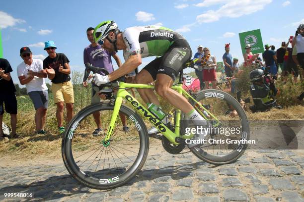 Reinardt Janse Van Rensburg of South Africa and Team Dimension Data / Cysoing À Bourghelles Cobbles Sector 4 / Pave / Fans / Public / during the...