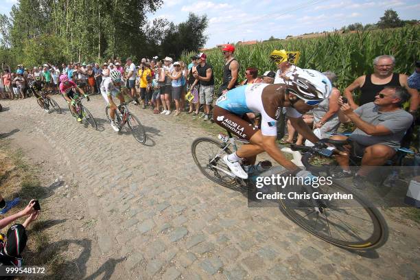 Tony Gallopin of France and Team AG2R La Mondiale / ont Thibault a Ennevelin Cobbles Sector 1 / Pave / during the 105th Tour de France 2018, Stage 9...