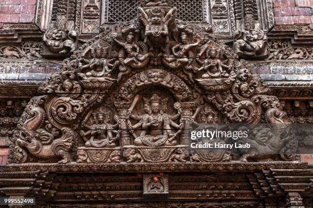 carvings, kumari bahal, durbar square, kathmandu, unesco world heritage site, nepal - kathmandu valley stock pictures, royalty-free photos & images