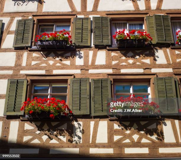 half-timbered house, historic centre, meersburg, baden-wuerttemberg, germany - meersburg stock pictures, royalty-free photos & images