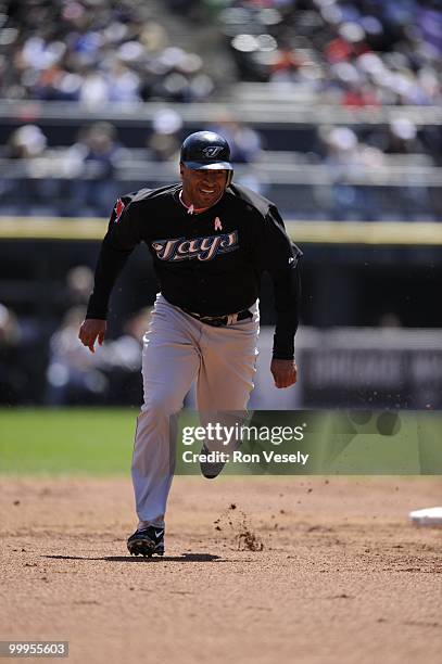 Vernon Wells of the Toronto Blue Jays runs the bases against the Chicago White Sox on May 9, 2010 at U.S. Cellular Field in Chicago, Illinois. The...