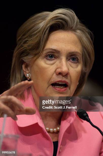 May 18: Secretary of State Hillary Rodham Clinton during the Senate Foreign Relations hearing with Joint Chiefs of Staff Chairman Adm. Michael...
