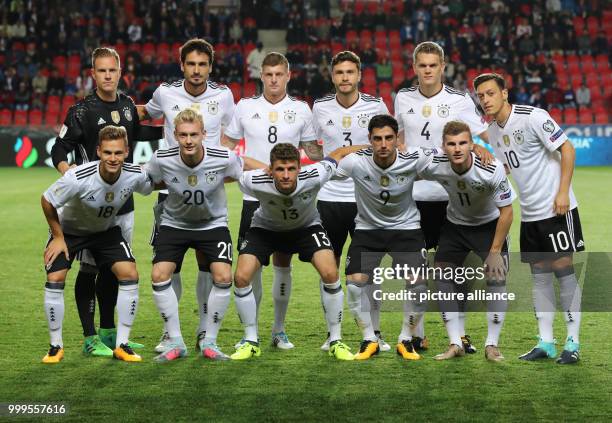 The German players Joshua Kimmich, Julian Brandt, Thomas Mueller, Lars Stindl, Timo Werner and Mesut Oezil and goalkeeper Marc-Andre ter Stegen, Mats...