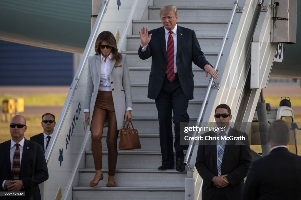 US President Donald Trump Arrives In Finland For Talks With President Putin Of Russia